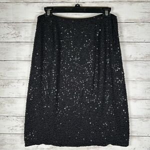 BROOKS BROTHERS Women’s Beaded Sequins Holiday Evening Black Silk Skirt Sz 6